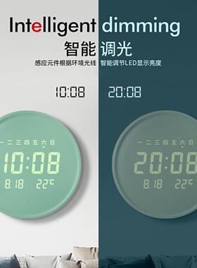智能LED数字电子挂钟客厅家用表挂墙2026新款万年历钟表静音挂钟