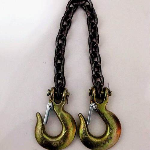 德国进口锰钢铁链起重吊钩双钩吊索具石头链条拖车吊装抓钩捆绑石 - 图1