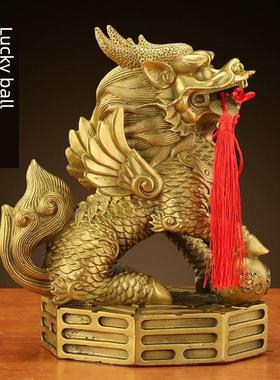 铜麒麟饰品对八卦铜麒麟镇屋家庭卧室客厅商店办公室配件乔迁