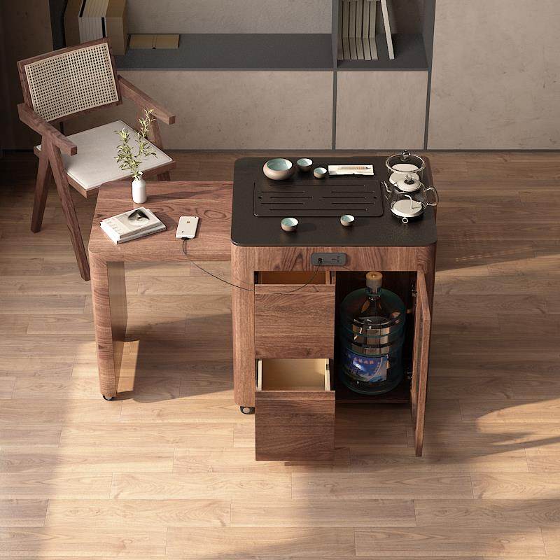 木伈居 茶语可伸缩实木阳台茶台茶车小户型家用可移动功夫茶几椅,淘宝优惠券,粉丝福利购,淘宝优惠卷