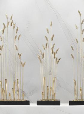 丰收大麦摆件黄铜客厅入户电视柜玄关乔迁新居送礼轻奢高档礼品