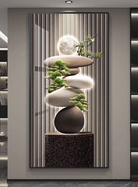 石来运转轻奢led带灯玄关装饰画走廊过道挂画壁画简约现代高级感