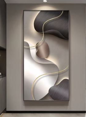 轻奢抽象入户门玄关装饰画石来运转高档艺术灯画现在走廊过道挂画