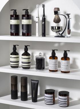 浴室柜饰品样板房浴室男士剃刀洗液瓶棉签管牙刷展厅软装