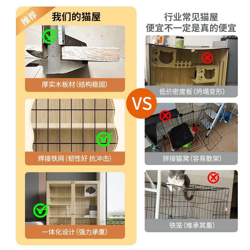 实木猫别墅猫笼子超大自由空间家用厕所一体猫柜阳台室内猫屋猫舍,淘宝优惠券,粉丝福利购,淘宝优惠卷