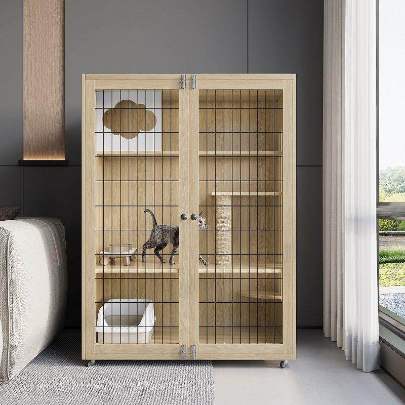 实木猫别墅猫笼子超大自由空间家用厕所一体猫柜阳台室内猫屋猫舍,淘宝优惠券,粉丝福利购,淘宝优惠卷