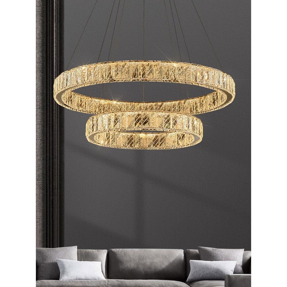 后现代无障碍豪华水晶圆吊灯客厅模型房高端大气卧室餐厅楼梯覆式 - 图0