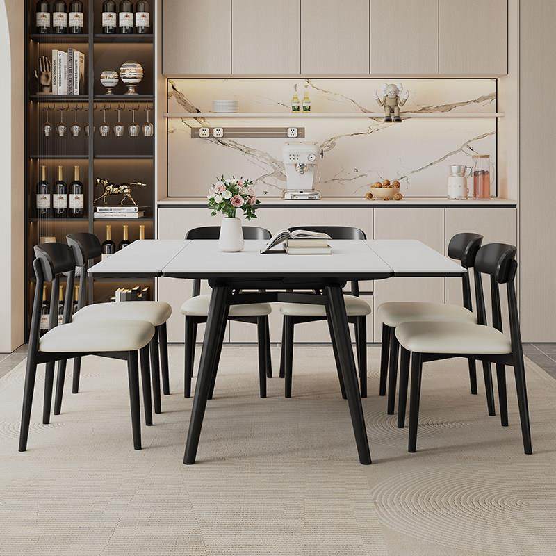 2025新款实木拉伸岩板餐桌椅简约小户型长方形可变方桌两用餐桌椅,淘宝优惠券,粉丝福利购,淘宝优惠卷