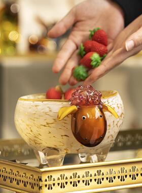 现代简约琉璃小羊收纳果盘装饰品客厅玄关茶几摆设入户钥匙置物架