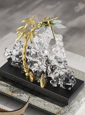 节节高升礼物竹子摆件办公室桌面装饰轻奢高档步步高升玉石平安扣