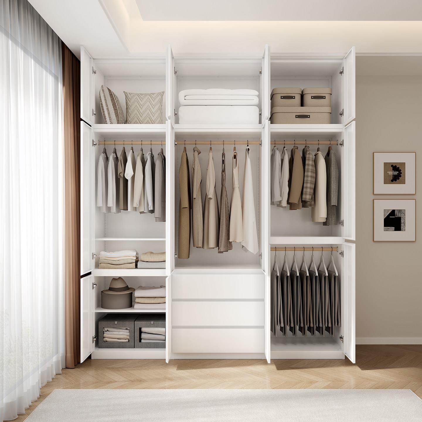 上海有朴家居钢制衣柜家用卧室金属加宽分段式带抽屉自由组合柜子,淘宝优惠券,粉丝福利购,淘宝优惠卷