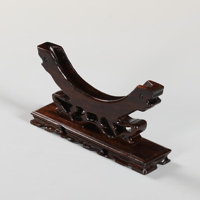 黑檀木平安扣底座托架实木圆形摆件架磁盘玉片玉璧茶饼圆盘置物架 - 图2