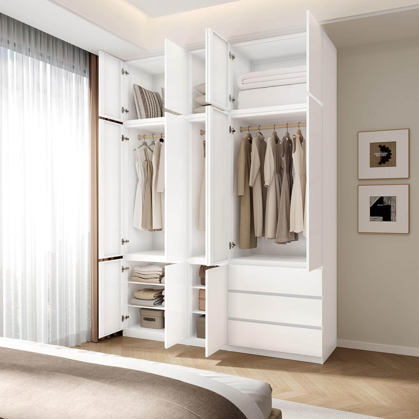 上海有朴家居钢制衣柜家用卧室金属加宽分段式带抽屉自由组合柜子,淘宝优惠券,粉丝福利购,淘宝优惠卷