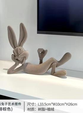 现代简约卡通兔八哥摆件家居客厅装饰品创意植绒酒店售楼处样板间