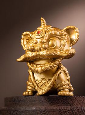朱炳仁铜狮来运转摇头摆件醒狮造型招财桌面玄关摆件开业乔迁礼品