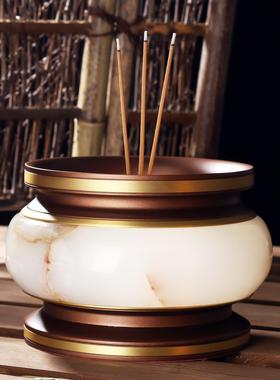 白玉镶铜香炉家用供佛水杯花瓶供盘供灯佛具用品大全供奉套装摆件