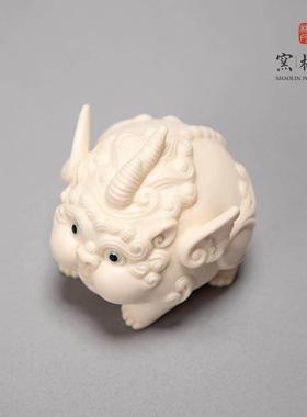 少林窑吞金兽貔貅摆件高档陶瓷客厅装饰品桌面书柜艺术品招财瑞兽