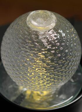 现代简约流水小摆件灯光玻璃球办公室桌面装饰生财循环风水轮礼品