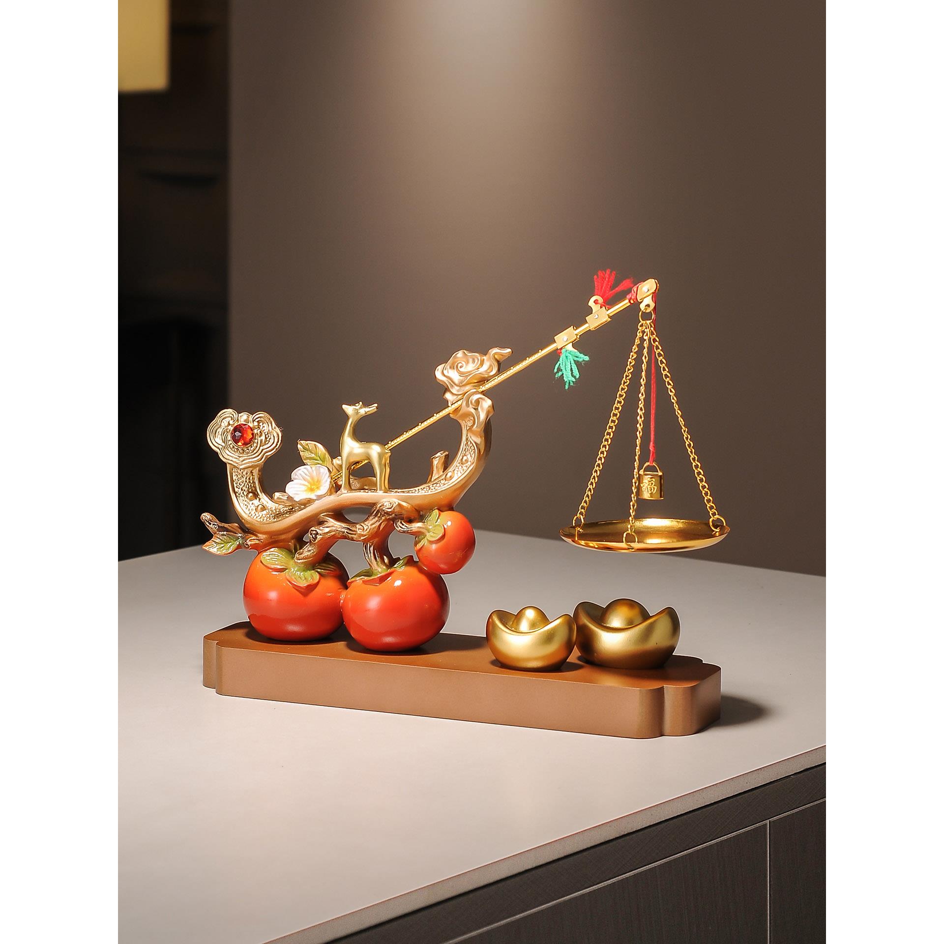 柿柿称心如意招财摆件玄关客厅电视柜乔迁搬家礼物轻奢高档装饰品 - 图0