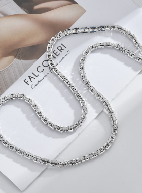 PT950四方男士卡地项链白金高端质感精湛工艺密卡链定制链接