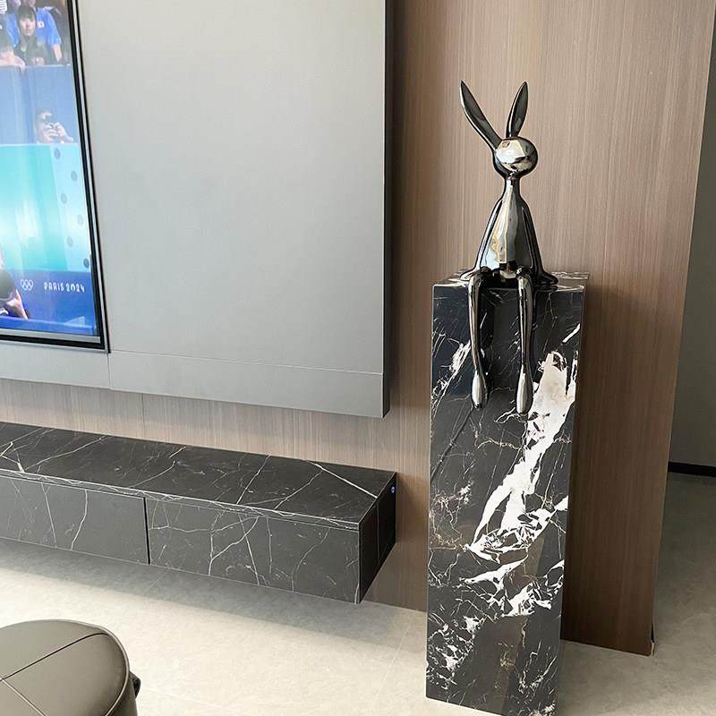 极简坐姿兔子落地摆件客厅沙发电视柜旁玄关壁龛小众高级感装饰品,淘宝优惠券,粉丝福利购,淘宝优惠卷