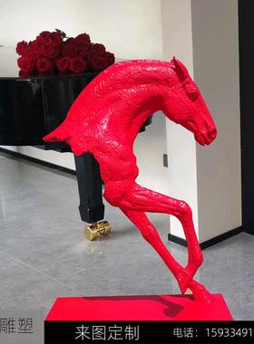 新品玻璃钢马头半身马雕塑创意简约穿墙马宽窄巷子仿真动物摆件