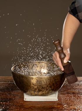 若泰尼泊尔手工声音疗法冥想冥想治疗声音碗铜碗装饰品免费教程满