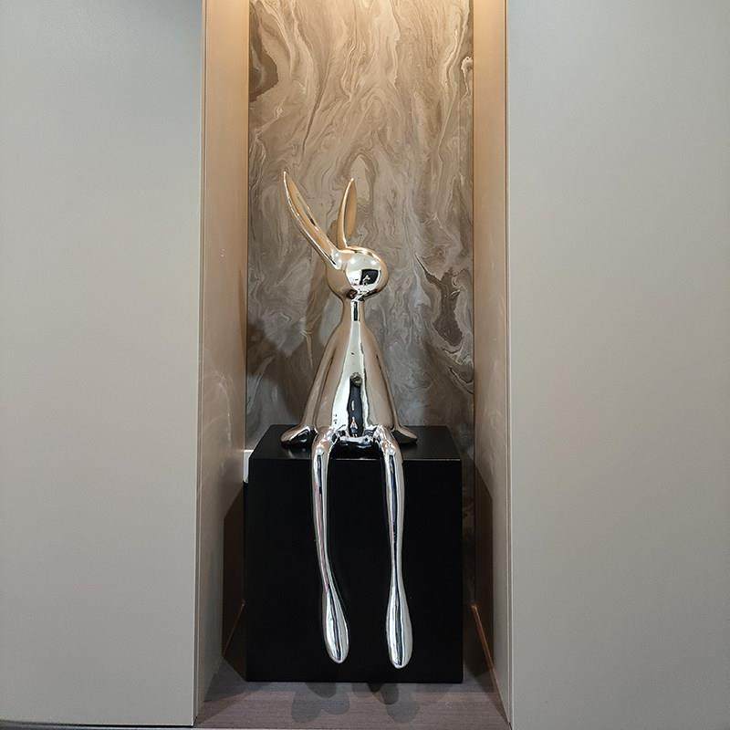 极简坐姿兔子落地摆件客厅沙发电视柜旁玄关壁龛小众高级感装饰品,淘宝优惠券,粉丝福利购,淘宝优惠卷