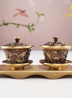 黄铜带盖供水杯佛具佛前用供奉盖碗茶杯佛堂观音财神爷圣水净水杯