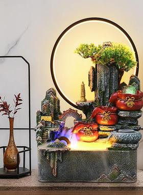 中国风车流水摆件循环水招财客厅假山喷泉鱼缸风水轮乔迁礼物