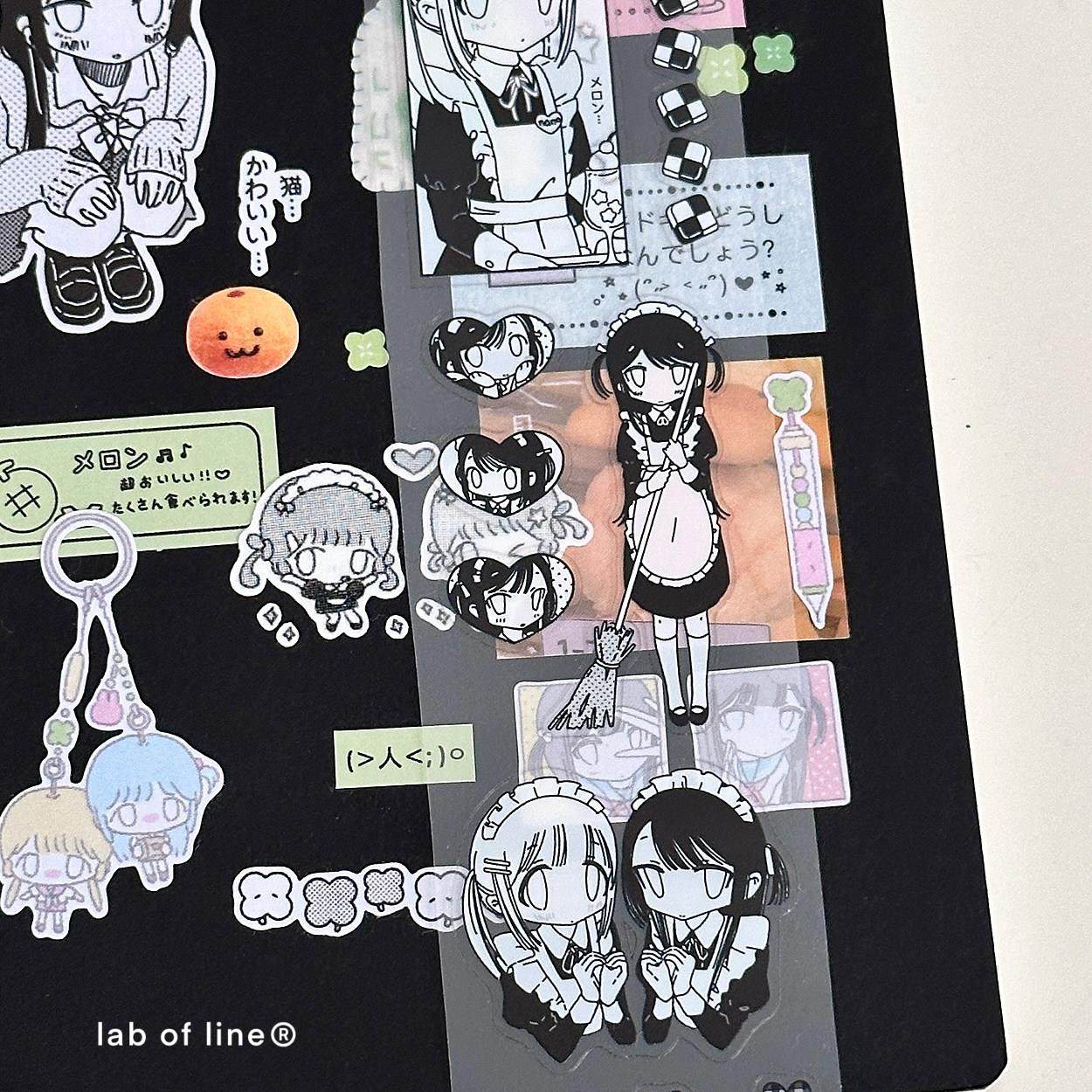 线条研究室 女仆手册 新品切模贴纸卷闪沙黑白漫画胶带拼贴手帐,淘宝优惠券,粉丝福利购,淘宝优惠卷