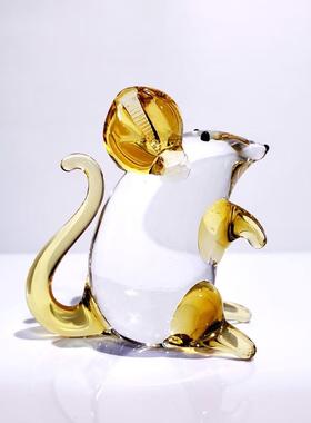 琉璃小老鼠摆件礼品水晶十二生肖儿童节生日礼物家居客厅装饰品