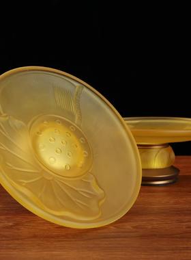 台湾古法琉璃供具套装家用佛前摆件纯铜五供一套莲花香炉长明灯