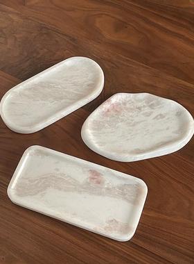 天然大理石粉红色托盘浴室水槽香薰珠宝存储托盘高端装饰饰品