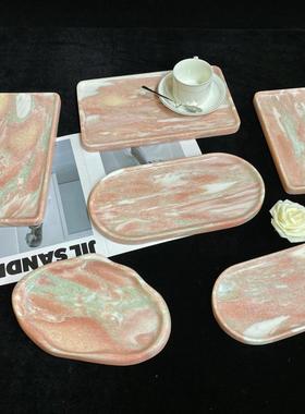 Borgley粉末珠宝储存托盘饰品天然大理石挪威红托盘芳香疗法珠宝