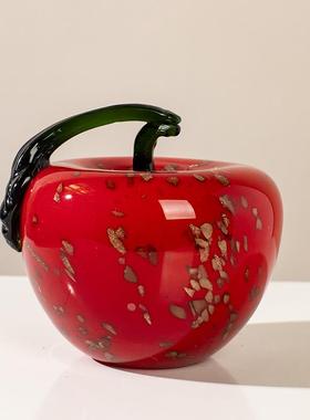 现代简约轻奢琉璃苹果摆件酒柜装饰柜博古架平平安安工艺品摆设