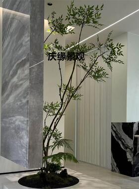 仿真南天竹绿植火焰天竹办公室玄关屏风家庭书房案头点缀隔断造景