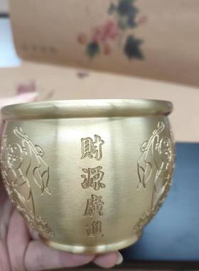 铜缸摆件黄铜水缸办公室摆件客厅小号纳福米缸聚宝盆家居摆设