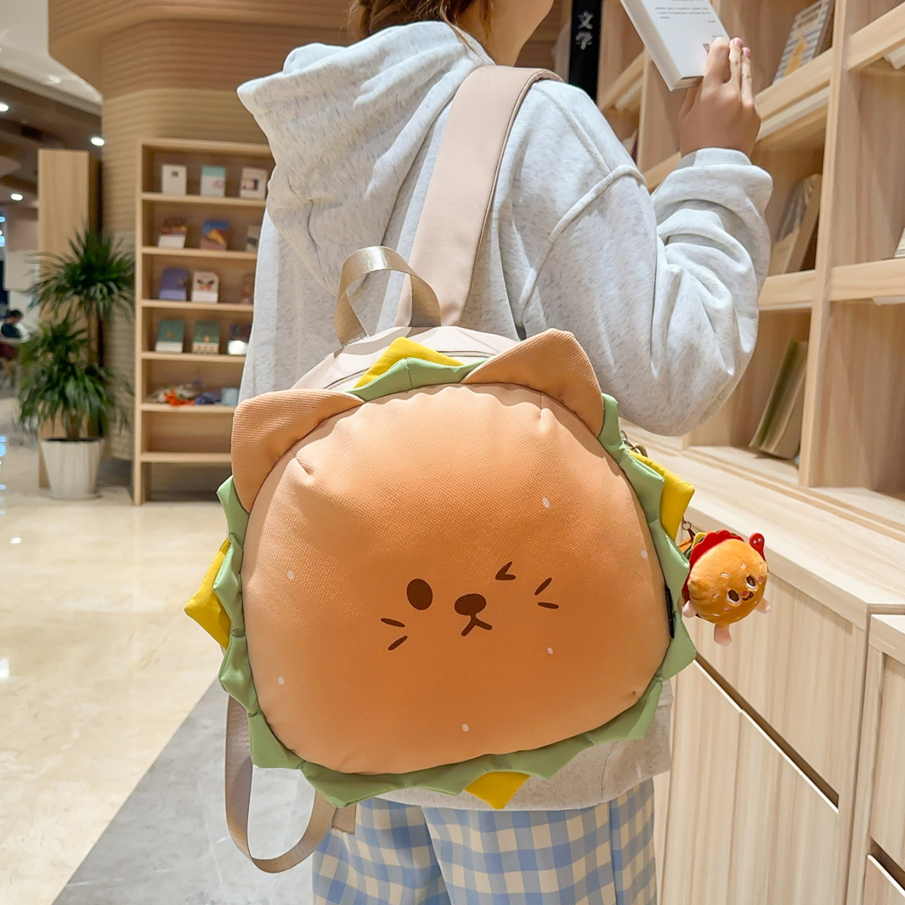 幼儿园女孩书包可爱搞怪汉堡双肩包高颜值小学生轻便外出小背包女,淘宝优惠券,粉丝福利购,淘宝优惠卷