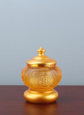 供财神关公全套供佛用品套装合金琉璃供香炉果盘水杯佛灯桌面摆件