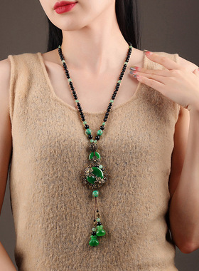 毛衣链吊坠挂件配饰2023年新款女干青毛衣链项链复古民族风装饰