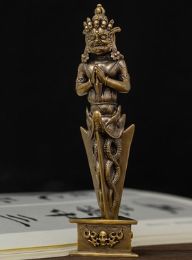 简修行莲师普巴金刚橛纯黄铜普巴金刚杵法器摆件手把件大号随身像