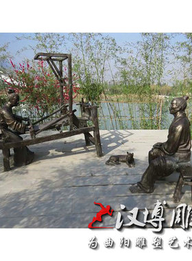 玻璃钢铸铜人物雕塑景观广场二十四孝鹿乳奉亲孝文化雕塑可定制做