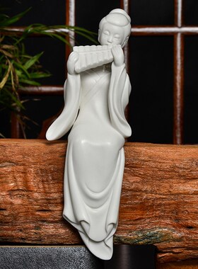 德化白瓷琴棋书画仕女摆件中式禅意美女人物侍女家居装饰品中国风