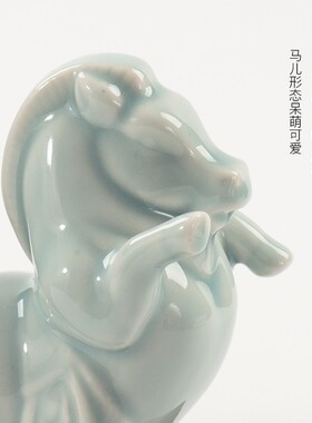 新中式陶瓷小马书档摆件书靠书房书立样板间玄关售楼处软装工艺品
