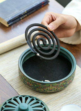 景泰蓝陶瓷香炉蚊香炉香薰炉摆件