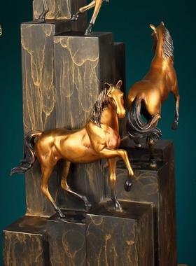 大铜世界铜马摆件办公室装饰摆饰开 业乔迁送礼客厅桌面高档工艺