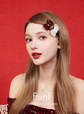 FunF/乐纷绮 孙y明星同款童年蝴蝶结边夹少女风醋酸边夹碎发夹