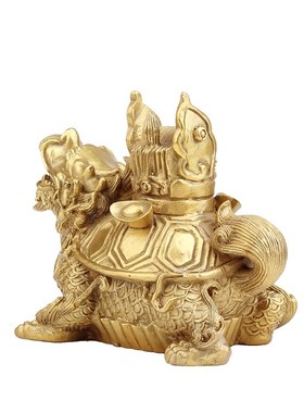 纯铜三元及第龙龟摆件龙龟背管帽 学习家居桌面创意装饰品摆件