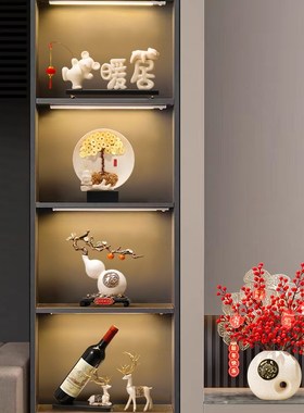 新中式2024新年礼物摆件轻奢柿子富贵花瓶客厅酒柜电视柜乔迁礼物